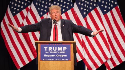 Donald Trump lors d'un meeting à Eugene (Oregon, Etats-Unis), le 6 mai 2016. (ROB KERR / AFP)