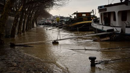 La crue de la Seine, le samedi 6 janvier à Paris. (CHRISTOPHE SIMON / AFP)