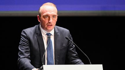 Laurent Marcangeli, président du groupe Horizons, lors des&nbsp;journées parlementaires à Fontainebleau, le 16 septembre 2022.&nbsp; (BERTRAND GUAY / AFP)