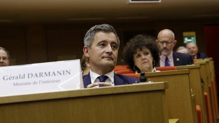 Le ministre de l'Intérieur, Gérald Darmanin, auditionné au Sénat sur les incidents au Stade de France, le 1er juin 2022. (GEOFFROY VAN DER HASSELT / AFP)