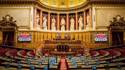 L'hémicycle du Sénat, au palais du Luxembourg à Paris (JEAN-FRANÇOIS FERNANDEZ / FRANCE BLEU BESANÇON / RADIO FRANCE)