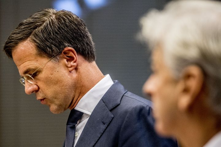 Le premier ministre néerlandais, Mark Rutte, lors d'une conférence de presse sur les dégâts provoqués par l'ouragan Irma, le 8 septembre 2017, à La Haye. (ROBIN UTRECHT / ANP)