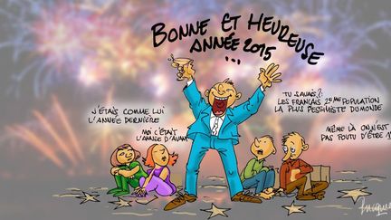 Seuls les Italiens se montrent plus pessimistes que les Français concernant 2015, selon un sondage. 34% des Français jugent que 2015 sera pire que l'année passée. A l'opposé, l'Asie est la zone où les habitants sont les plus optimistes au Monde. Quant au bonheur de vivre, la France est 58 ème sur 65 pays. Raison de plus pour vous souhaiter une belle année 2015. (Franck Pucques)