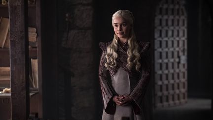 L'actrice Emilia Clarke sur le tournage de la huitième saison de Game of Thrones. (HBO / MAXPPP)