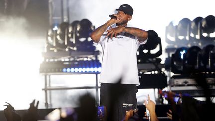 Le rappeur Booba, aux 37e Francofolies de La Rochelle, le 15 juillet 2022. (ROMAIN PERROCHEAU / AFP)