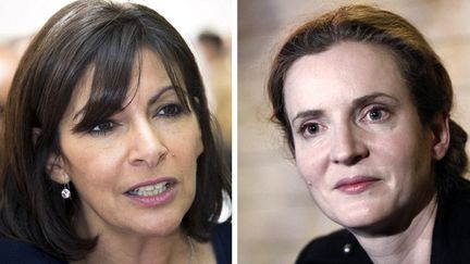 A gauche, Anne Hidalgo (PS), &agrave; droite, Nathalie Kosciuscot-Morizet (UMP), candidates &agrave; la mairie de Paris.&nbsp; (JOEL SAGET / AFP)