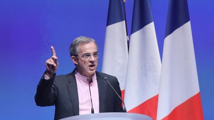 Thierry Mariani s'exprime lors d'un&nbsp;meeting du Rassemblement national à Paris, le 13 janvier 2019. (JACQUES DEMARTHON / AFP)