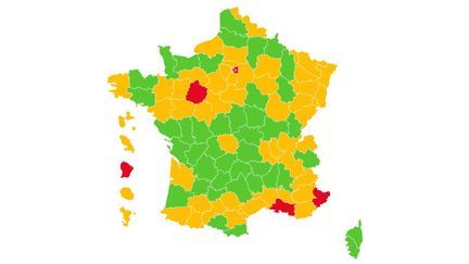 Carte de France du taux d'incidence Covid-19 par département. (FRANCEINFO)