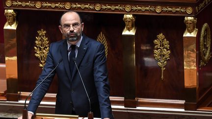 Le Premier ministre, Edouard Philippe, lors de son discours de politique générale devant l'Assemblée nationale, le 12 juin 2019. (ALAIN JOCARD / AFP)