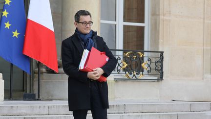 Gérald Darmanin,&nbsp;ministre des comptes et&nbsp;de l'Action et des Comptes publics, le 21 février à l'Élysée. (LUDOVIC MARIN / AFP)