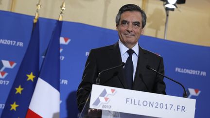 François Fillon lors de son discours après sa large victoire à la primaire de la droite, à la Maison de la chimie, à Paris, le 27 novembre&nbsp;2016.&nbsp; (THOMAS SAMSON / AFP)