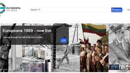 La home du site 'Europeana,  la bibliothèque numérique européenne.
 (Saisie écran)