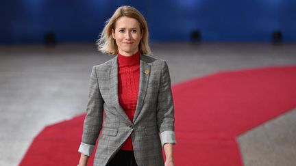 La Première ministre estonienne Kaja Kallas au Conseil européen à Bruxelles, le 1er février 2024. (JOHN THYS / AFP)