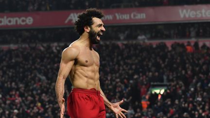 Le joueur de Liverpool,&nbsp;Mohamed Salah, lors d'un match à domicile contre Manchester United, le 19 janvier 2020. (PAUL ELLIS / AFP)