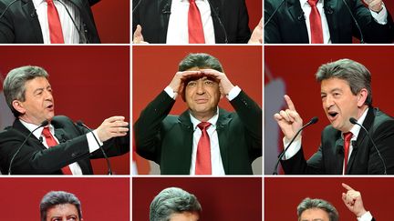 Le candidat Front de gauche,&nbsp;Jean-Luc M&eacute;lenchon, lors d'un discours &agrave; Lille (Nord), le 27 mars 2012. (PHILIPPE HUGUEN / AFP)