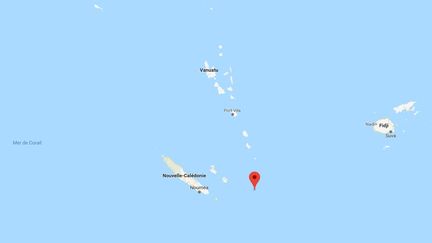 L'épicentre du tremblement de terre&nbsp;a été détecté, mercredi 29 août, à environ 370 kilomètres à l'est de Nouméa, en Nouvelle-Calédonie. (GOOGLE MAPS / FRANCEINFO)