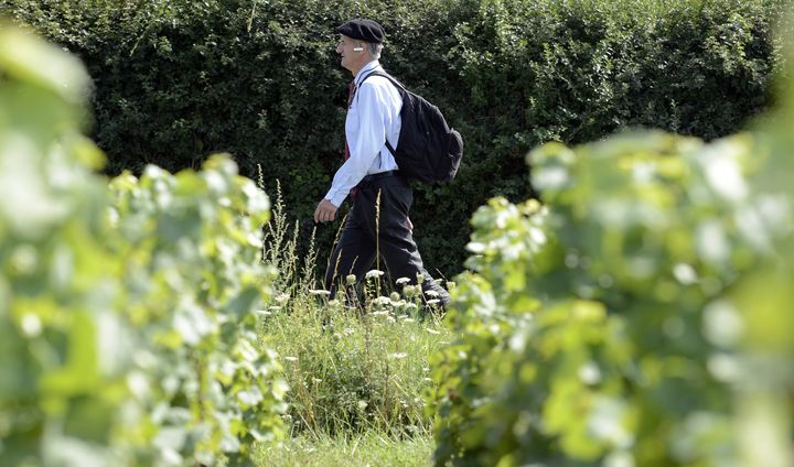 Le d&eacute;put&eacute; MoDem Jean Lassalle marche pr&egrave;s de Corcelles-en-Beaujolais (Rh&ocirc;ne) le 9 ao&ucirc;t 2013.&nbsp; (PHILIPPE DESMAZES / AFP)