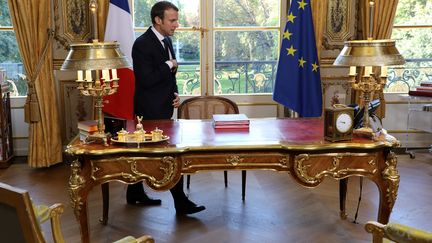 Emmanuel Macron à l'Elysée le 15 septembre 2019. (LUDOVIC MARIN / AFP)