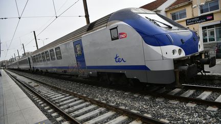 Un TER au départ de la gare Marseille Saint-Charles (Bouches-du-Rhône), en avril 2018. (BERTRAND LANGLOIS / AFP)