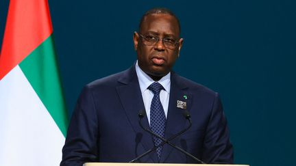 Le président sénégalais Macky Sall, lors de la COP28 à Dubaï (Emirats arabes unis), le 1er décembre 2023. (KARIM SAHIB / AFP)