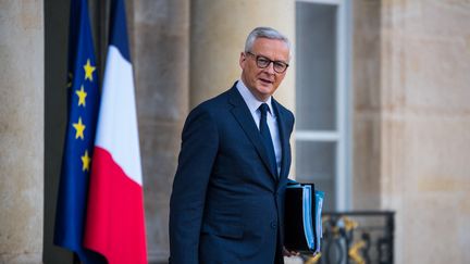 Le ministre de l'Economie, Bruno Le Maire, sort du Conseil des ministres, à Paris, le 15 novembre 2023. (ANDREA SAVORANI NERI / NURPHOTO / AFP)