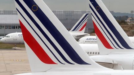 Des avions Air France sur le tarmac de l'a&eacute;roport Roissy-Charles-de-Gaulle, le 10 octobre 2013.&nbsp; (GABRIEL BOUYS / AFP)