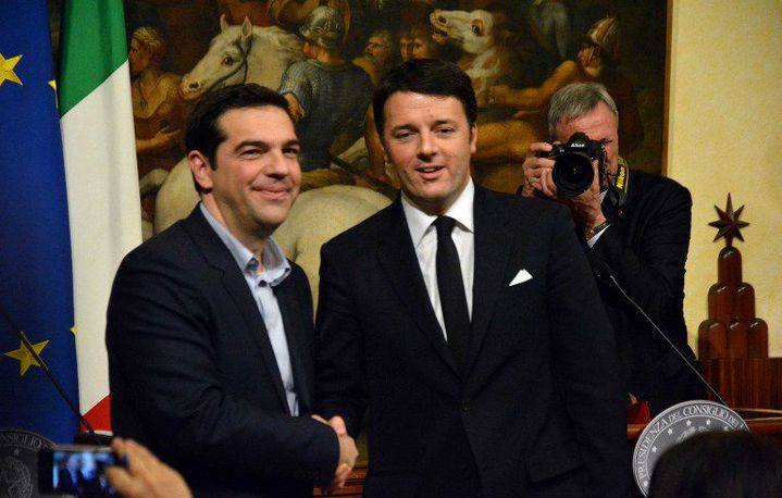 Rencontre Alexis Tsipras-Matteo Renzi, le 3 février 2015 à Rome. (Baris Seckin / ANADOLU AGENCY)