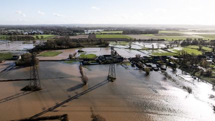 Une zone inondée à Hames-Boucres (Pas-de-Calais), le 15 novembre 2023. (CHARLES CABY / AFP)