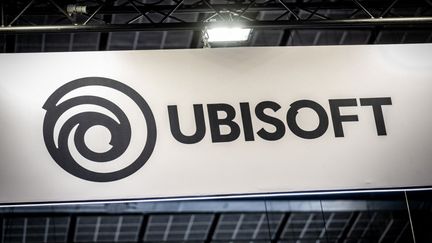 Le logo d'« Ubisoft », exposé au salon "Paris Games Week" à Paris, le 1er novembre 2023. (BERTRAND GUAY / AFP)