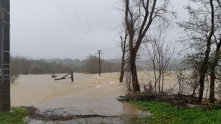 Champ inondé au Pays Basque (illustration), le 14&nbsp;décembre 2019.&nbsp; (OIHANA LARZABAL / FRANCE-BLEU PAYS BASQUE)