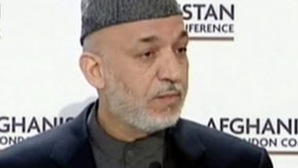 Le président Hamid Karzaï à la conférence de Londres sur l'Afghanistan, jeudi 28 janvier. (F2)