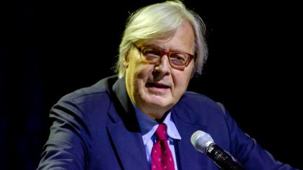 Le secrétaire d'État italien à la Culture, Vittorio Sgarbi, à Bassano del Grappa, en mai 2023. (MIMMO LAMACCHIA / NURPHOTO / AFP)