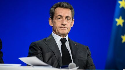 Le président des Républicains, Nicolas Sarkozy, lors du conseil national de son parti, le&nbsp;13 février 2016 à Paris. (YANN KORBI / CITIZENSIDE / AFP)