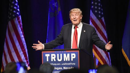 Le candidat à la primaire républicaine en vue de&nbsp;la présidentielle américaine, Donald Trump, en meeting à Las Vegas (Etats-Unis), le 4 janvier 2016. (ROBYN BECK / AFP)