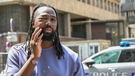 Youssouf Traoré à Paris, le 9 juillet 2023 après sa sortie de l'hôpital. (BERTRAND GUAY / AFP)