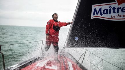 Yannick Bestaven, en tête du Vendée Globe ce dimanche 10 janvier (SEBASTIEN SALOM-GOMIS / AFP)