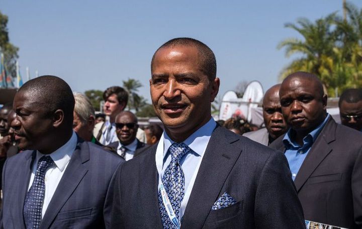 Moïse Katumbi à Lubumbashi, le 28 mai 2015. L'ancien gouverneur du Katanga a annoncé officiellement son ralliement au Front Citoyen 2016. (Photo AFP/ Federico Scoppa)