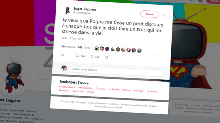 Capture d'écran d'un tweet publié durant la diffusion du documentaire&nbsp;"Les Bleus 2018, au cœur de l'épopée russe", mardi 17 juillet 2018, sur TF1. (SUPERZAPPEUR / TWITTER)