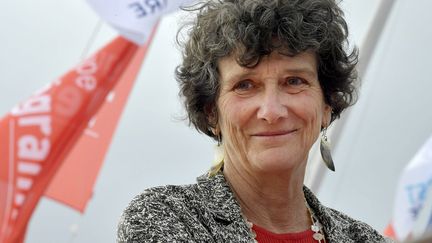 La navigatrice&nbsp;Isabelle Autissier, présidente d'honneur du WWF France, lors de la Route du Rhum 2018 à Saint-Malo (Bretagne). (JEROME FOUQUET / MAXPPP)