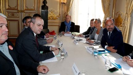 Les syndicats étaient reçus lundi 7 mai à Matignon. (FRANCOIS GUILLOT / POOL)