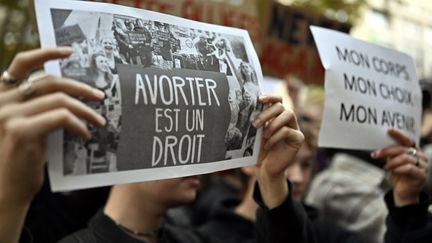 Manifestation à Nancy le 28 septembre 2022 à l'occasion de la journée mondiale du droit à l'avortement (photo d'illustration). (ALEXANDRE MARCHI / MAXPPP)