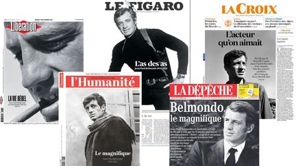 Des unes de la presse française au lendemain de la mort de Jean-Paul Belmondo. (FRANCEINFO)