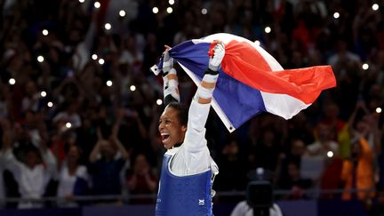 Le dernier frisson du Grand Palais. Favorite annoncée, la taekwondoïste Althéa Laurin a été sacrée championne olympique des +67 kg dans une ambiance festive, le 10 août 2024. (AFP)