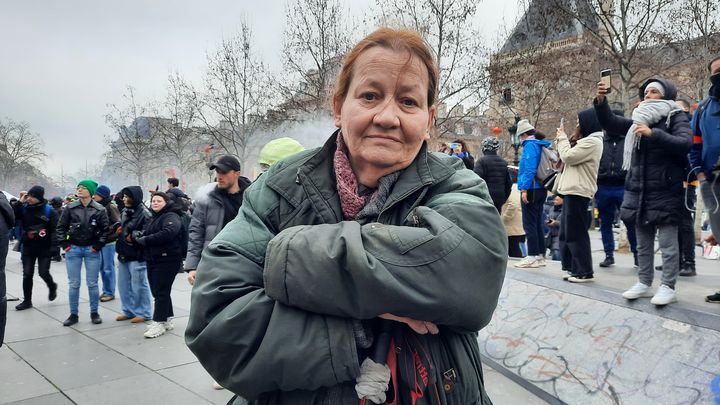 Marianne dans la manifestation contre la réforme des retraites, le 19 janvier 2023, à Paris. (RAPHAEL GODET / FRANCEINFO)