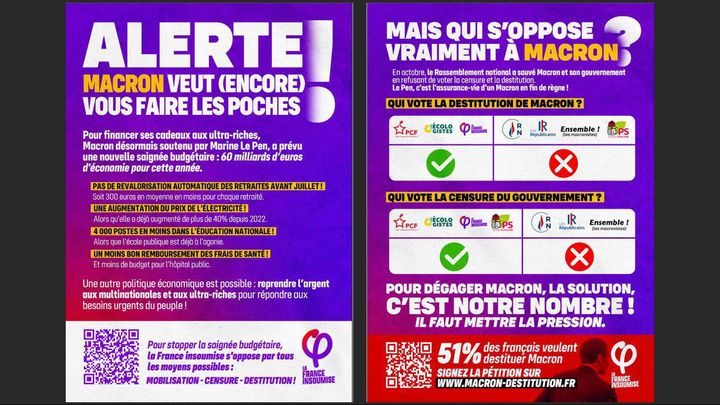 Le tract que LFI souhaite distribuer dans les circonscriptions tenues par le RN. (LFI)