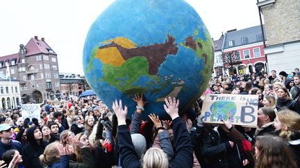 Suède : la grève pour le climat à Lund, le 15 mars 2019.&nbsp; (JOHAN NILSSON / TT NEWS AGENCY / AFP)