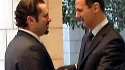 Rencontre cordiale entre le président libanais, Saad Hariri, et son homologue syrien, Bachar Al Assad, à Syrie (France 2)