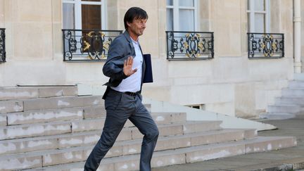 L'ancien ministre de l'Ecologie Nicolas Hulot quitte l'Elysée, à Paris, le 14 septembre 2017. (LUDOVIC MARIN / AFP)