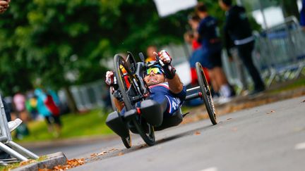 Florian Jouanny lors des championnats de paracyclisme à Glasgow, le 11 août 2024. (ED SYKES / SIPA)