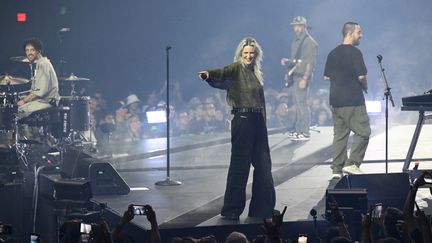 Singer Emily Armstrong with the band Linkin Park performs onstage at Warner Bros. Studios in Burbank, Calif., on Sept. 5, 2024. (TIMOTHY NORRIS / GETTY IMAGES NORTH AMERICA)